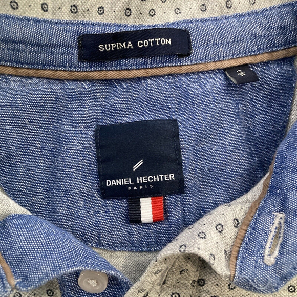 Daniel Supima Cotton Men's Polo Shirt Size S Short Sleeve Grey Blue Paris - Picture 2 of 6